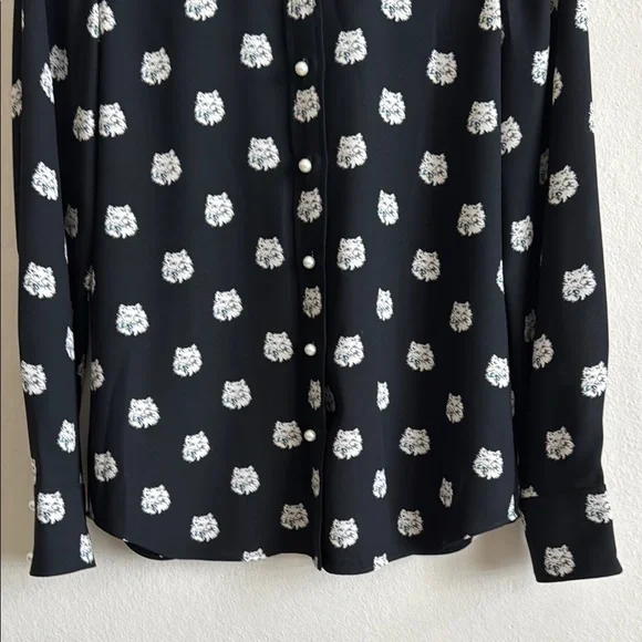 Kate Spade Black Shirt with Cat Pattern size xs - Picture 4 of 10